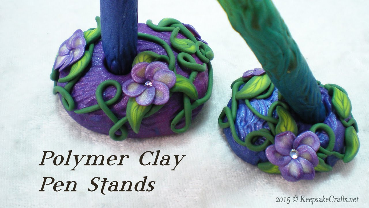 Vines & Flowers Polymer Clay Pen Stand Tutorial