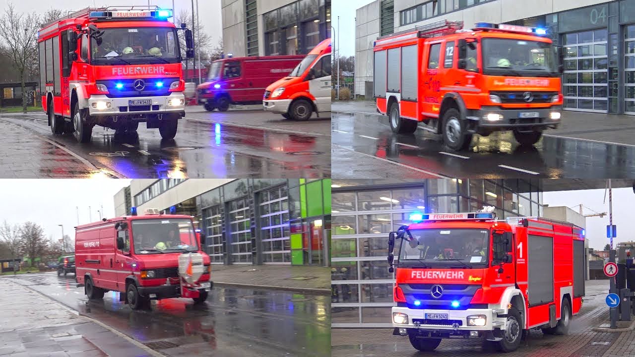 [Schwerer Verkehrsunfall] Einsatzfahrten Feuerwehr Langenfeld HW & LZ 1 Stadtmitte