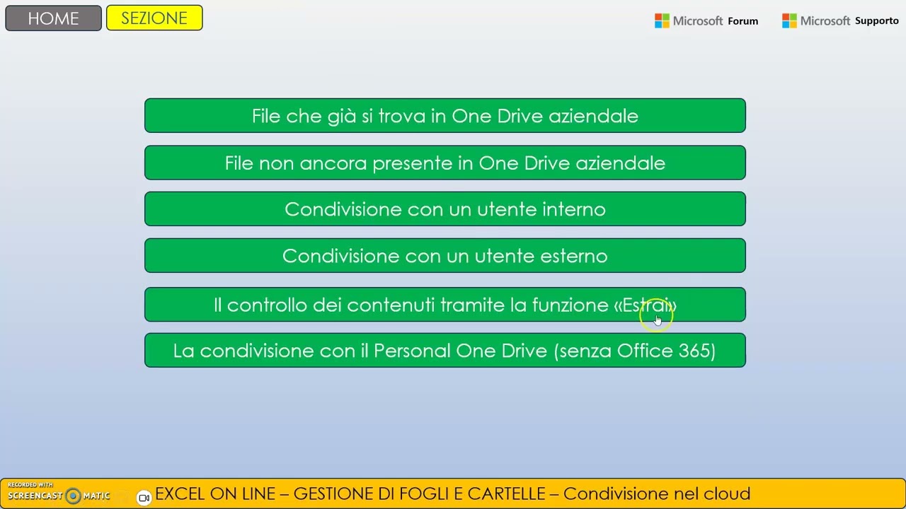 Condivisione file Excel nel cloud