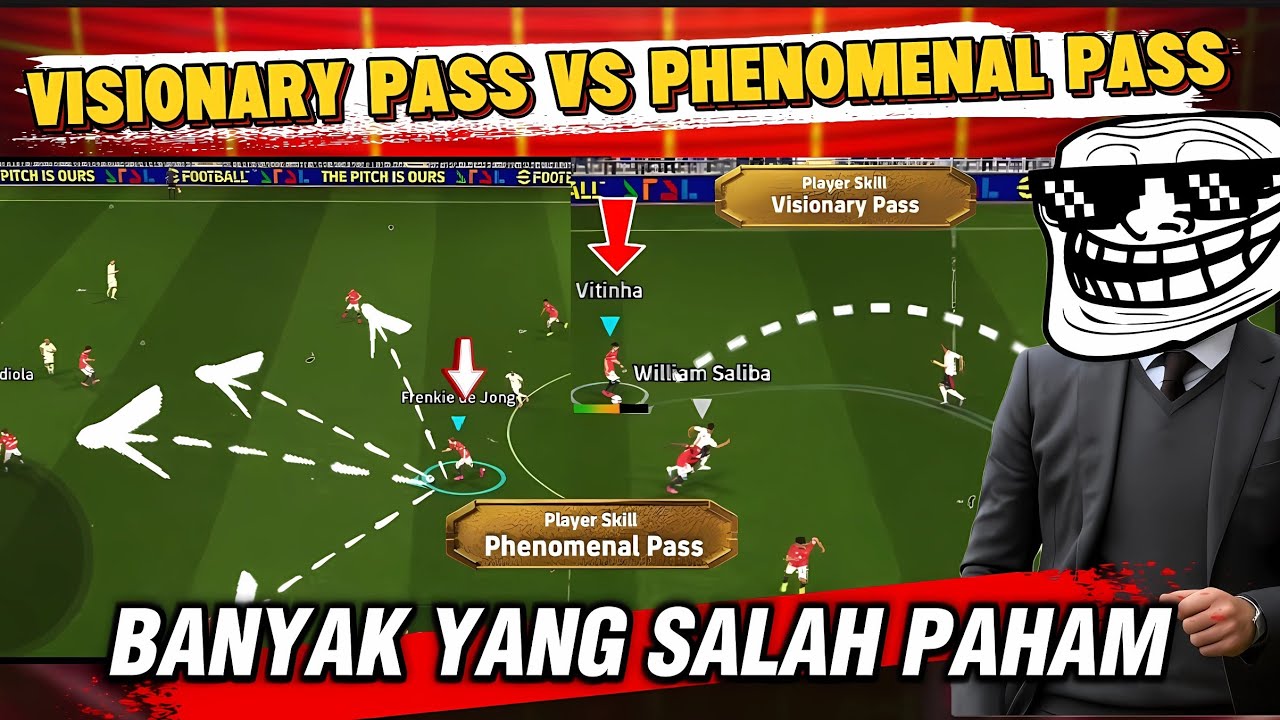 MANA YANG TERBAIK UNTUK BONGKAR PERTAHANAN, VISIONARY PASS VS PHENOMENAL PASS EFOOTBALL