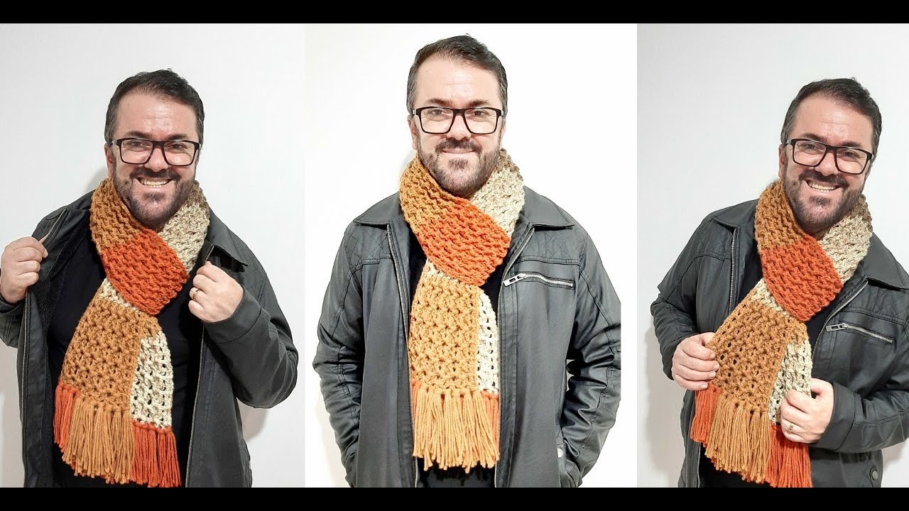 Cachecol de Crochê MASCULINO Por Neddy Ghusmam