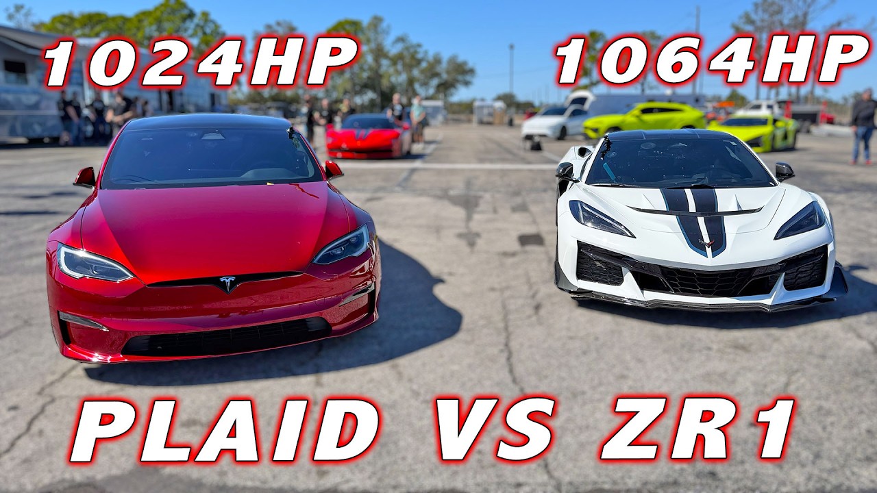 ZR1 против PLAID * Гонка на четверть мили Chevrolet Corvette ZR1 против Tesla Model S Plaid