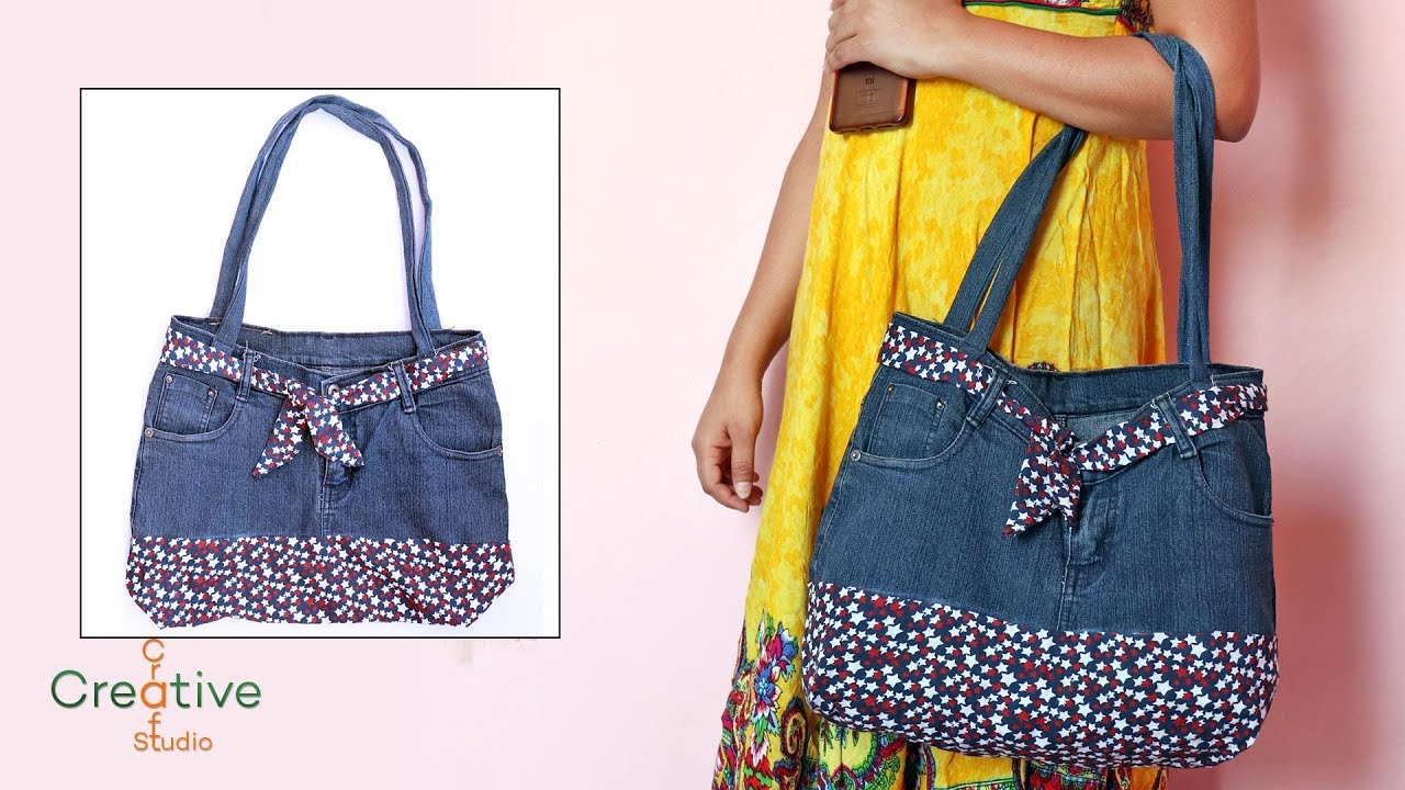 DIY Denim bags from old/ unused jeans at home [Step by step making bags from old jeans]
