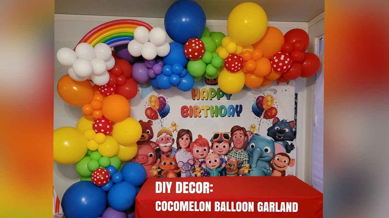Let's Decorate: How to make a balloon garland/Cocomelon theme