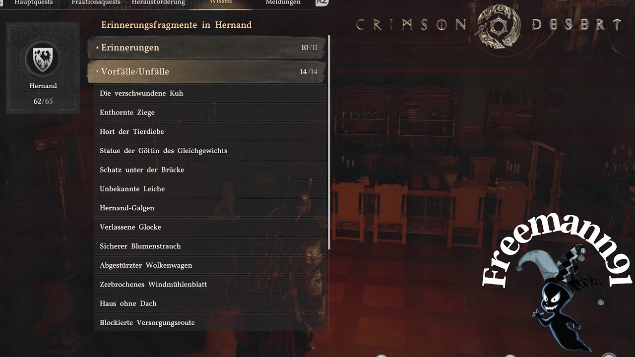 Crimson Desert Alle Fundorte Erinnerungsfragmente in Hernand Vorf&auml;lle/Unf&auml;lle 