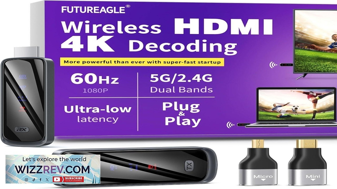Беспроводной HDMI-передатчик и приемник, дальность действия 100 м (328 футов), декодирование 4K, ...