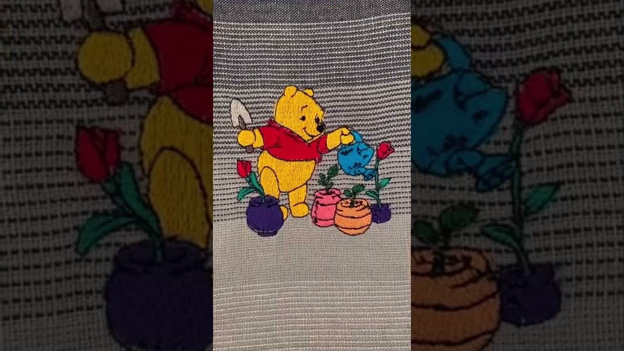 Embroidering Winnie the Pooh!