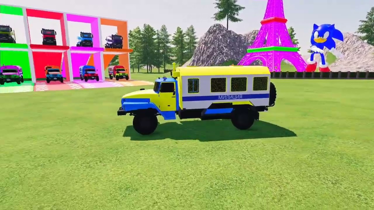Garage with Colors - Emergency Vehicles Loaded on Flatbed Trucks | FS22 #FS22 #FlatbedTruck