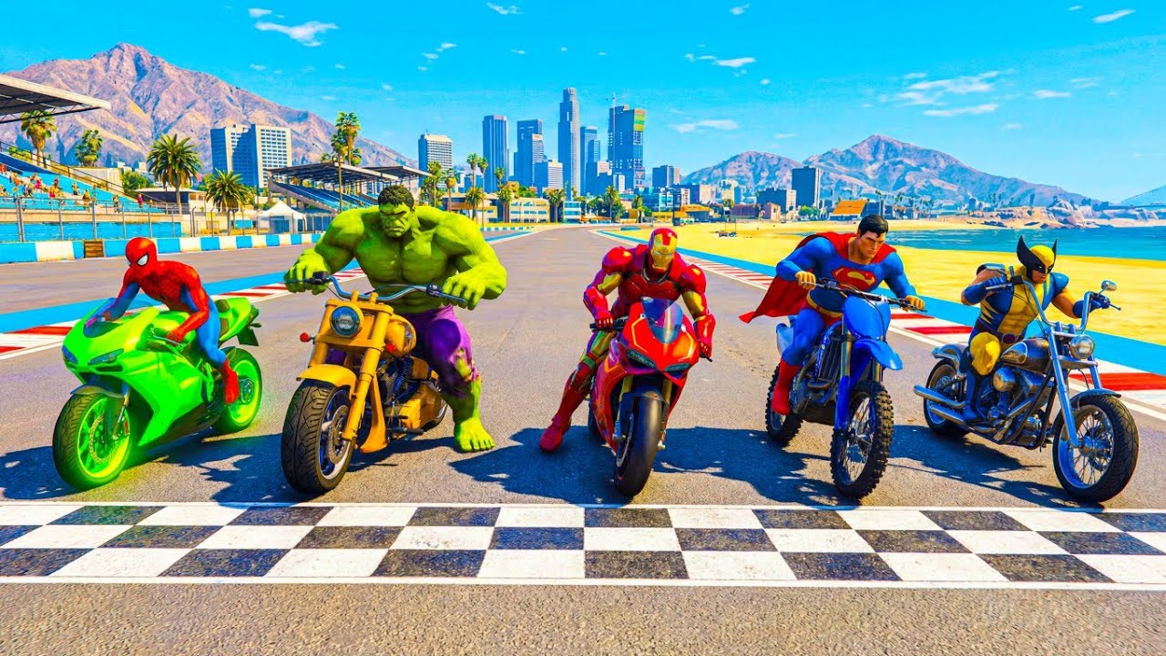 GTA 5 Superheroes Bike Race: Epic Crashes and Insane Finishes! 💥