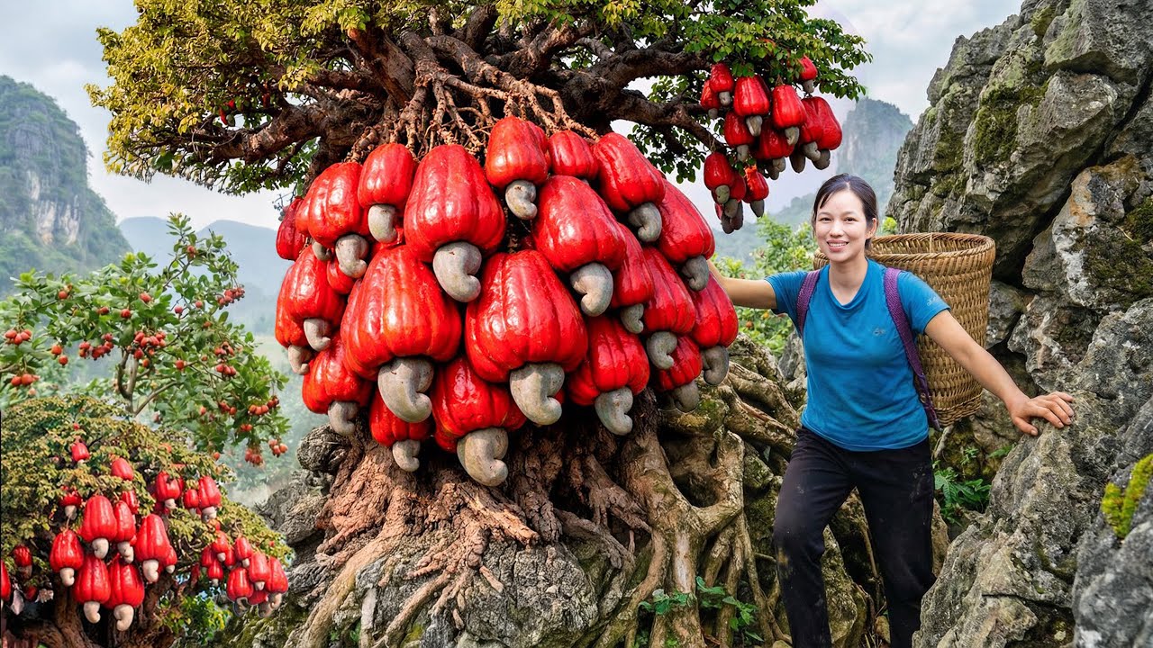 TIMELAPSE | Harvesting Rare Red Tahitian Quinces High in the Mountains | Surprisingly Sour Fruit