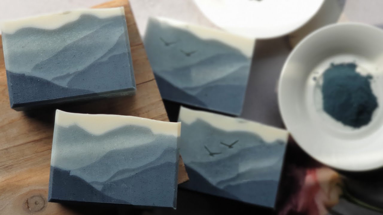 山景皂/青黛、竹炭調色Mountain Landscape soap｜natural indigo plant/natural color ingredients