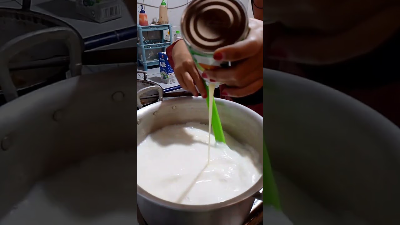 bikin adonan es mambo susu full creame #jajanan #food