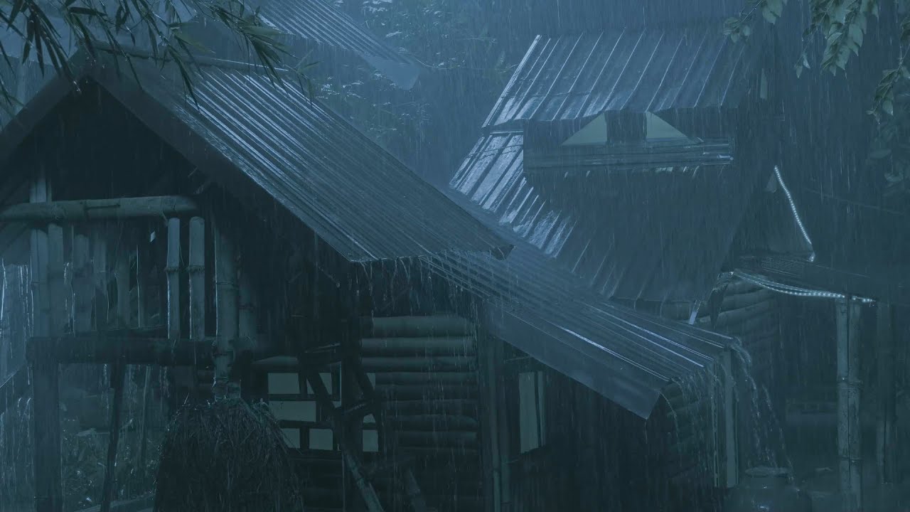 Night Rainstorm in Abandoned Forest | Thunder on Tin Roof for Sleep