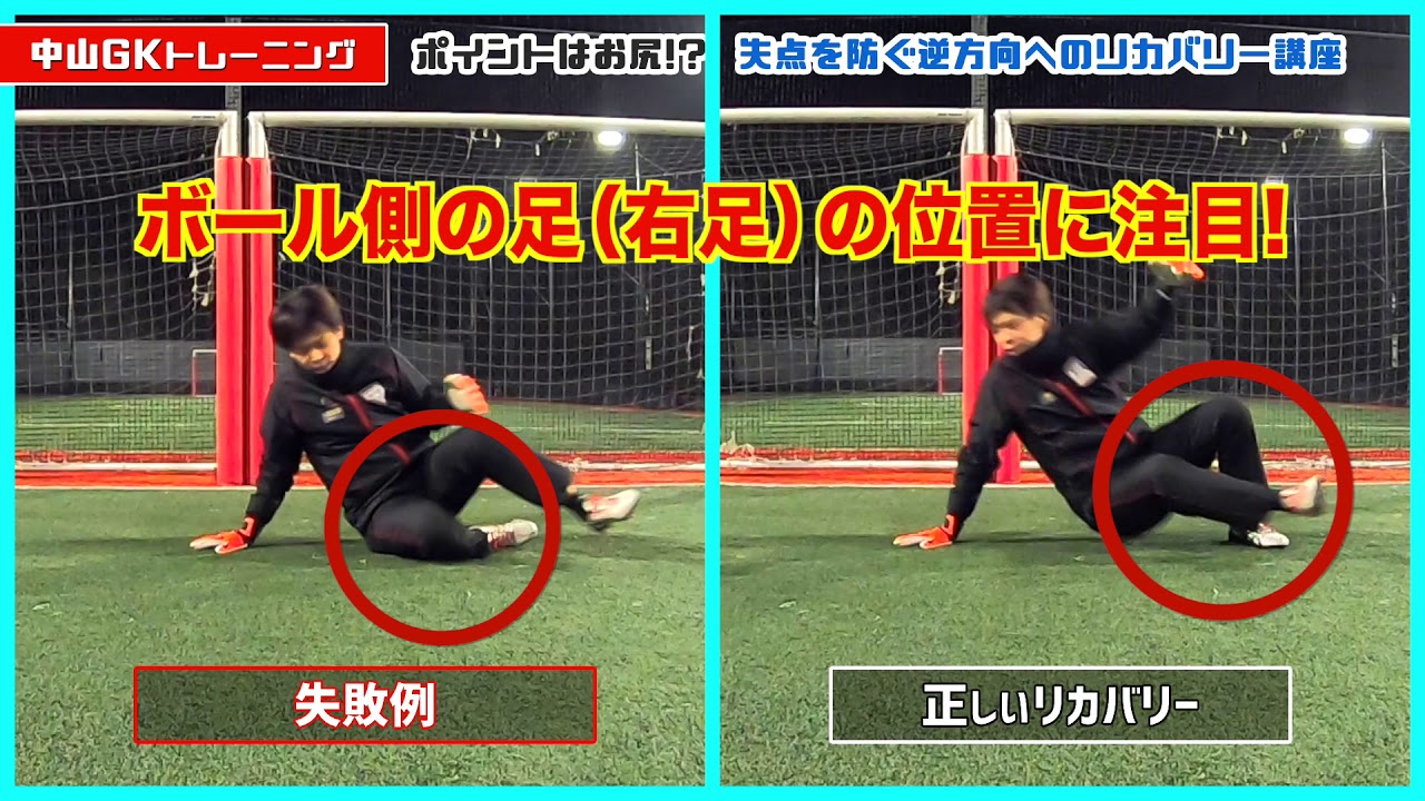 世界のGKが行う2ndボールへのリカバリー技術！ 逆方向へ素早く起き上がってシュート対応できる！