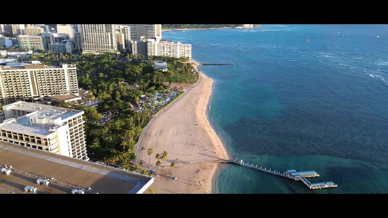 Waikiki from the air. kapiolani blvd and drone footage