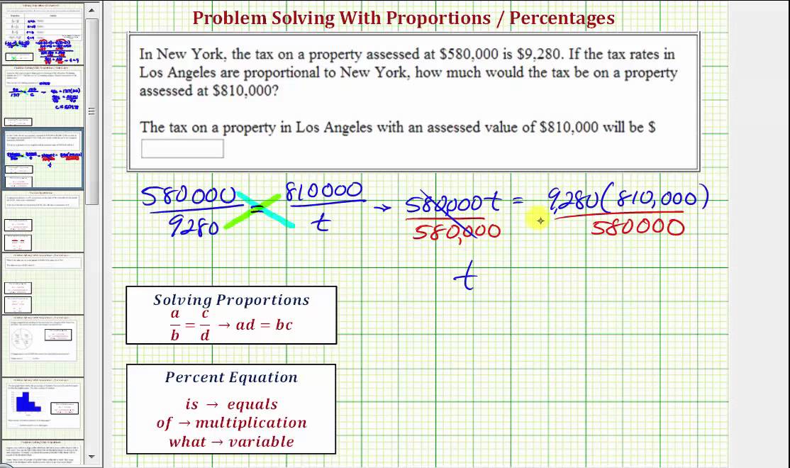 Ex:  Proportion Application - Property Tax Amount