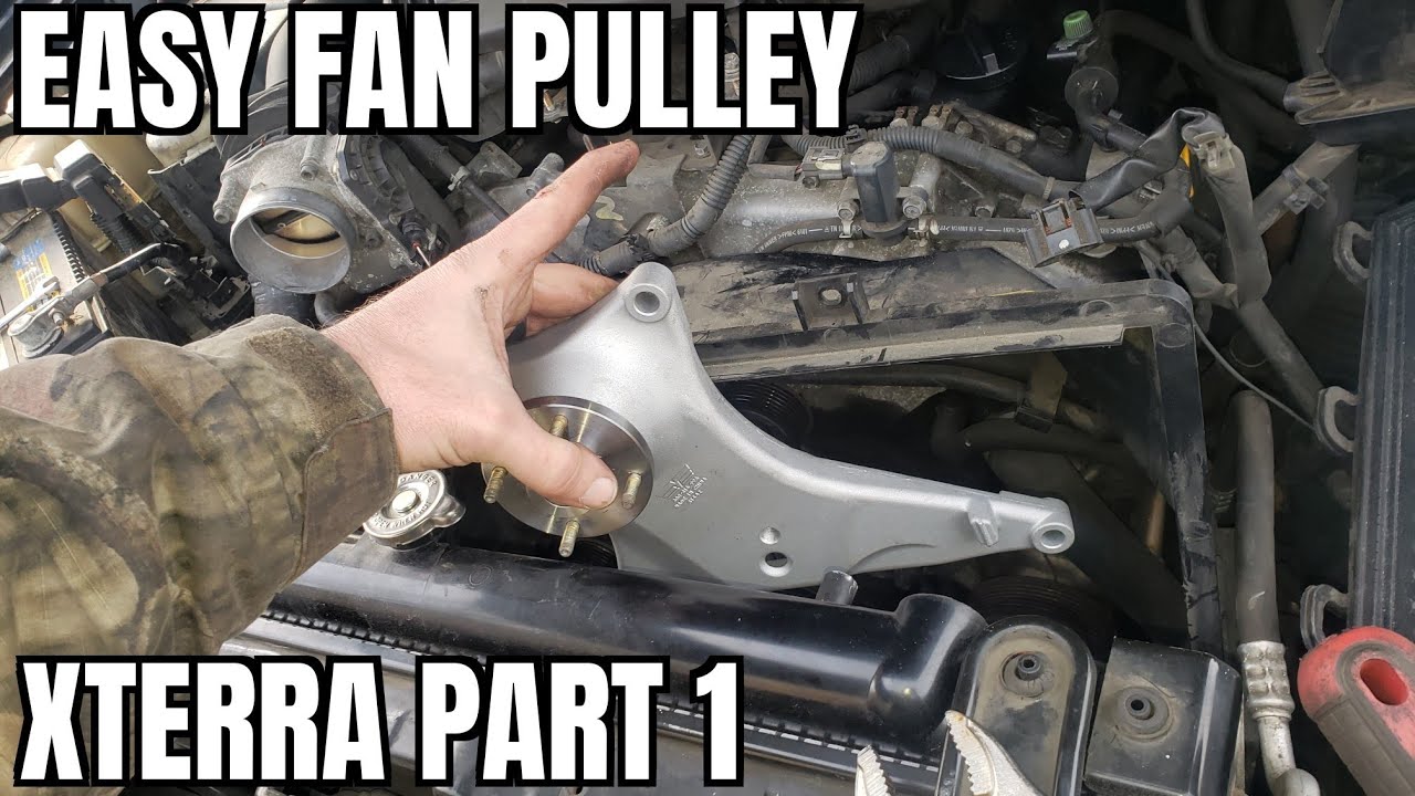 2005 2015 Nissan Xterra Fan Pulley Bracket Replace How to 2014 2013 2012 2011 2010 2009 2008 2007