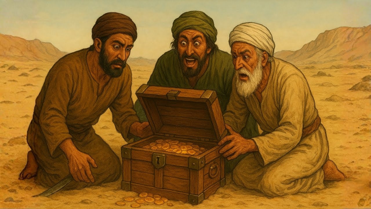 قصة ثلاثة أصدقاء عثروا على كنز في الصحراء فأصابتهم لعنة الطمع فكانت نهايتهم بشعة