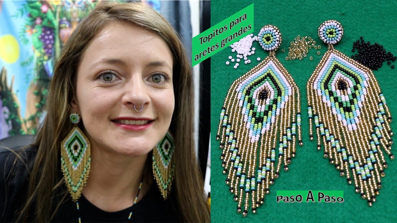 Topitos para aretes largos en mostacilla (paso a paso) Aniara Sanarte