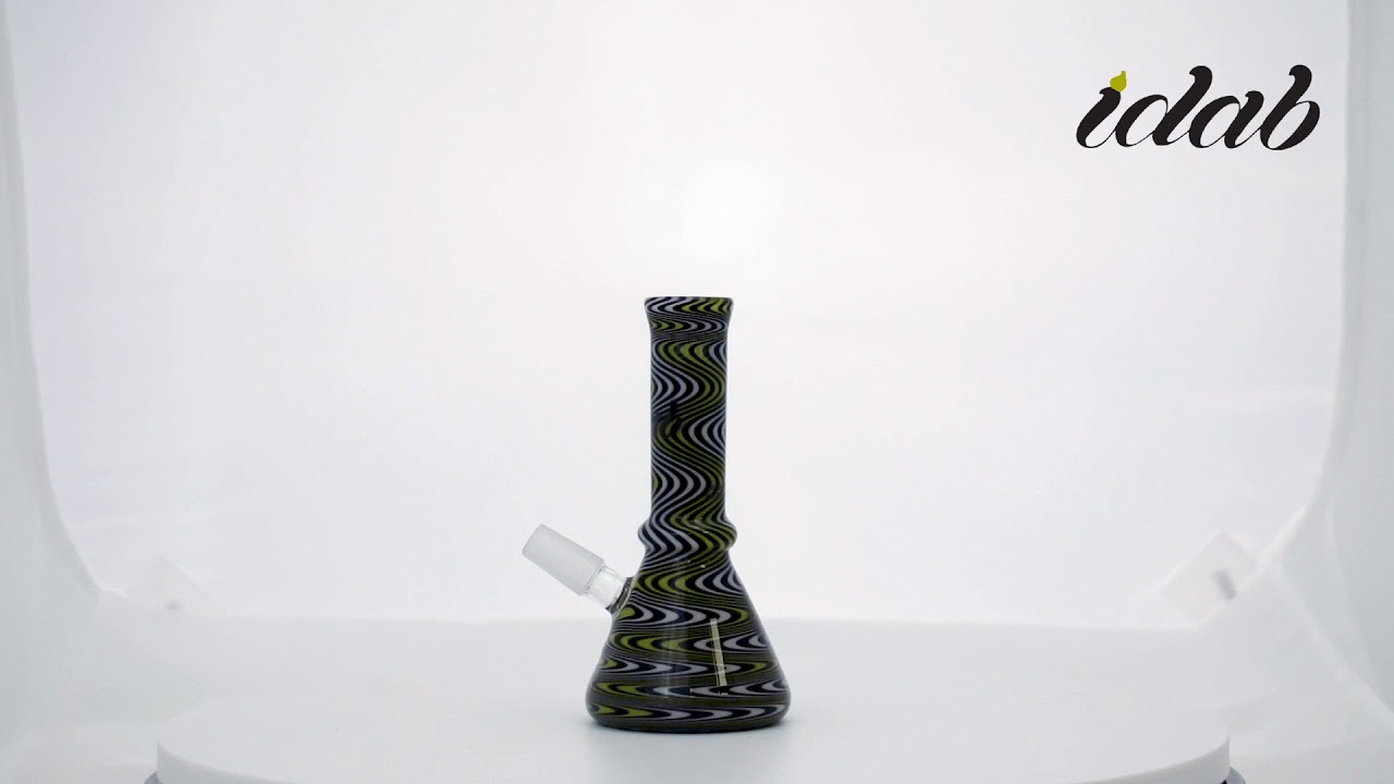 Medium Yellow Jacket Worked Tube Rig 14mm Male Joint by iDab Glass