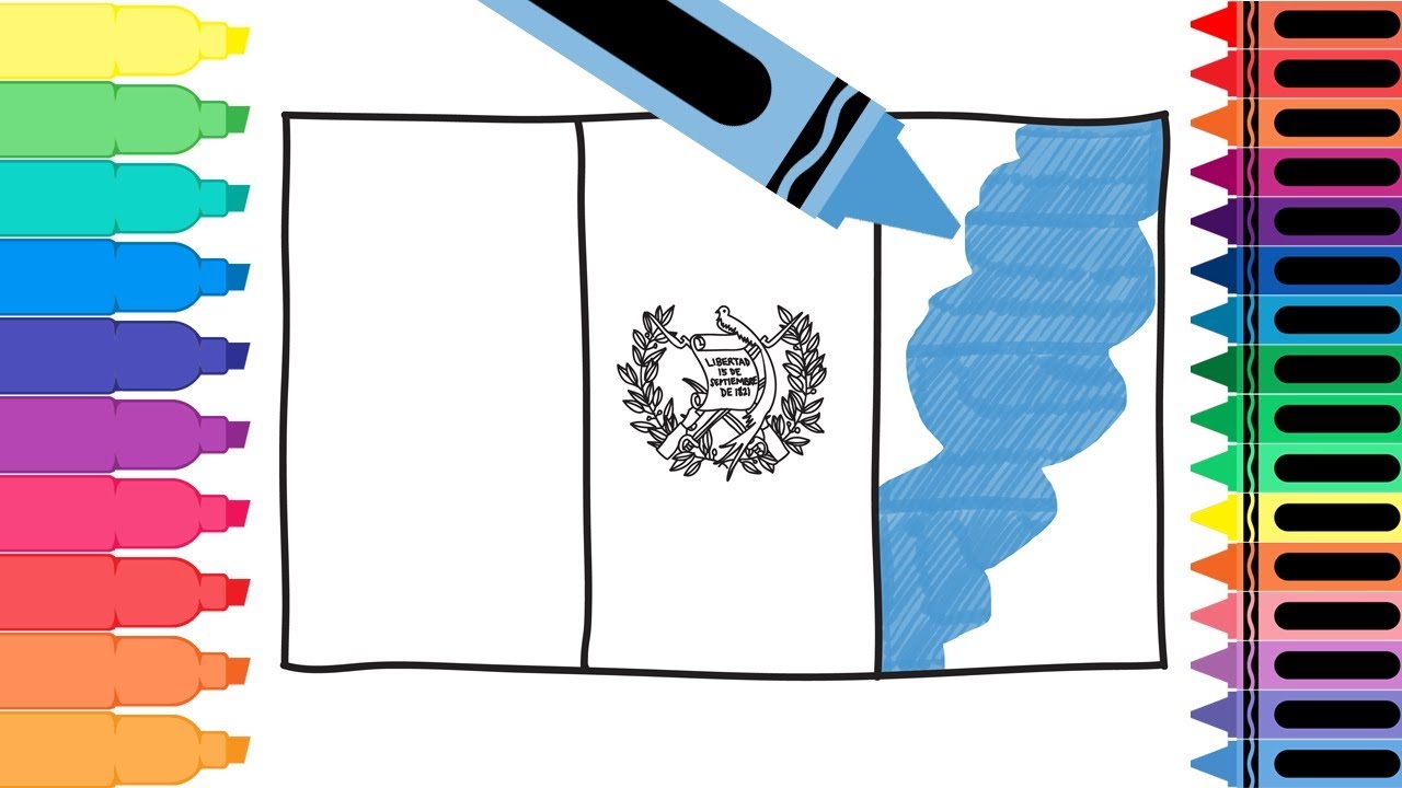 How to Draw Guatemala Flag - Drawing the Guatemalan Flag - Coloring Pages for Kids | Tanimated Toys