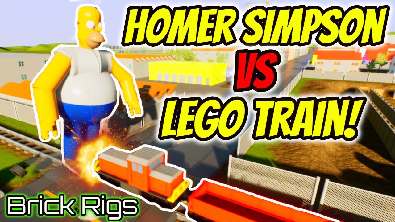 CAN GIANT HOMER SIMPSON STOP THE BRICK RIGS TRAIN? | Brick Rigs With Camodo Gaming and Beautiful OB