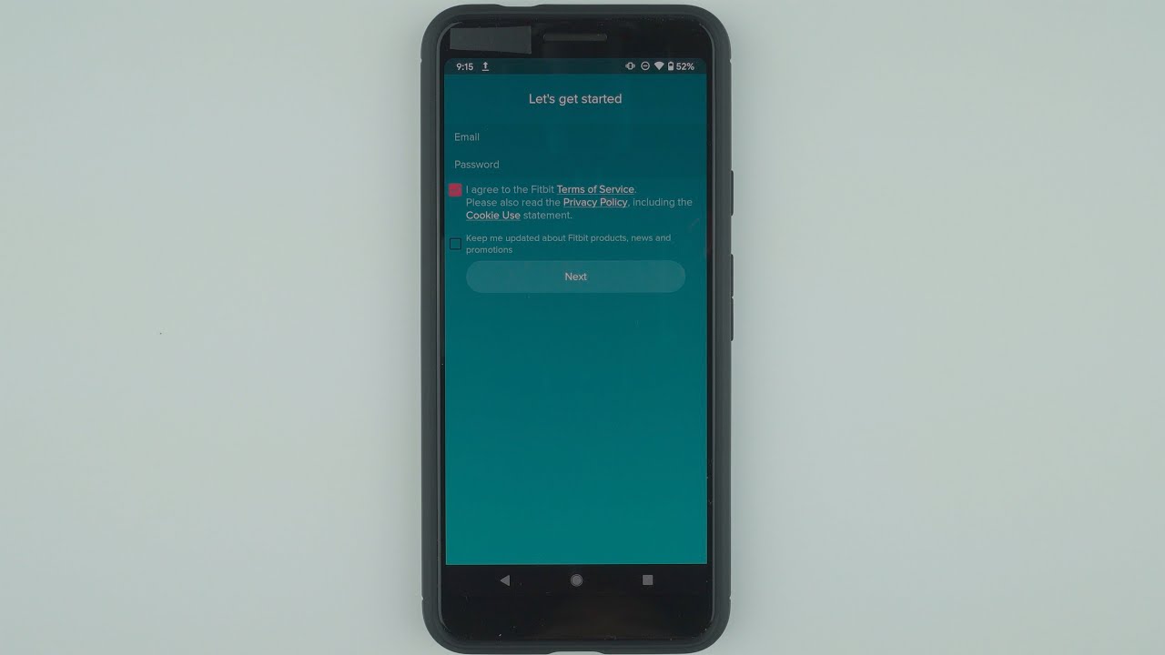Настройка учетной записи Fitbit (телефон Android)