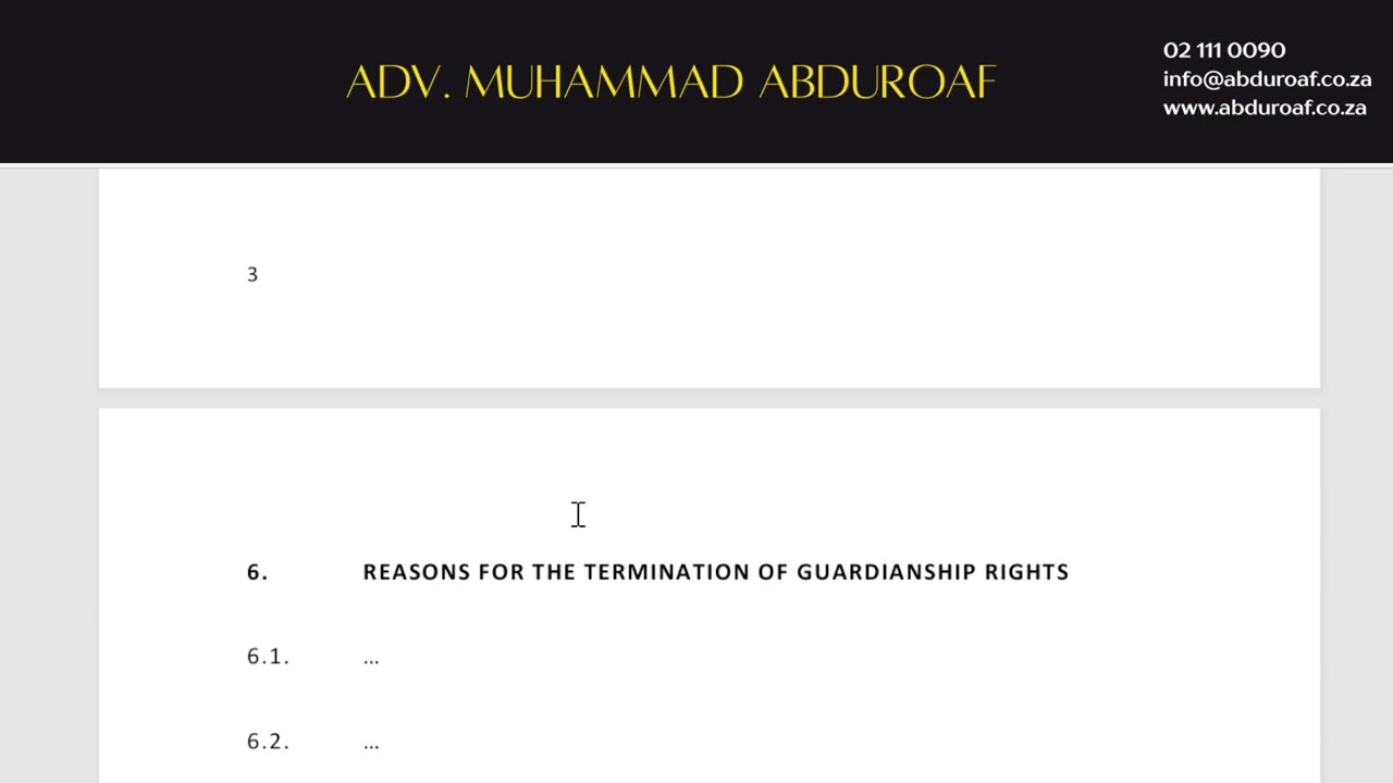 How to draft an Urgent Application to the High Court for Sole Guardianship over your minor child