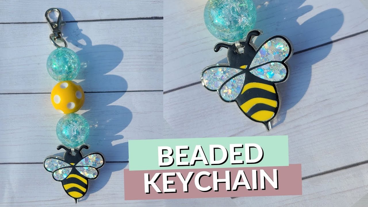 Bubblegum Beaded Keychain Tutorial | Bumble Bee Acrylic Blank