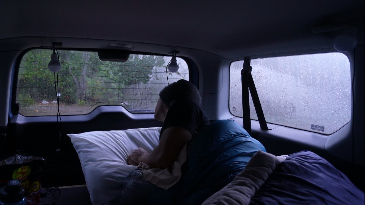 Sleeping in the rain while car camping, pfeiffer big sur state park, big sur, california