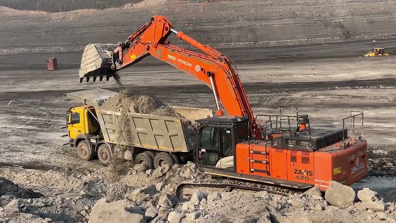 TATA HITACHI EXCAVATOR || LOADING MUD,ROCKS ETC. || #tatahitachi #bharatbenz