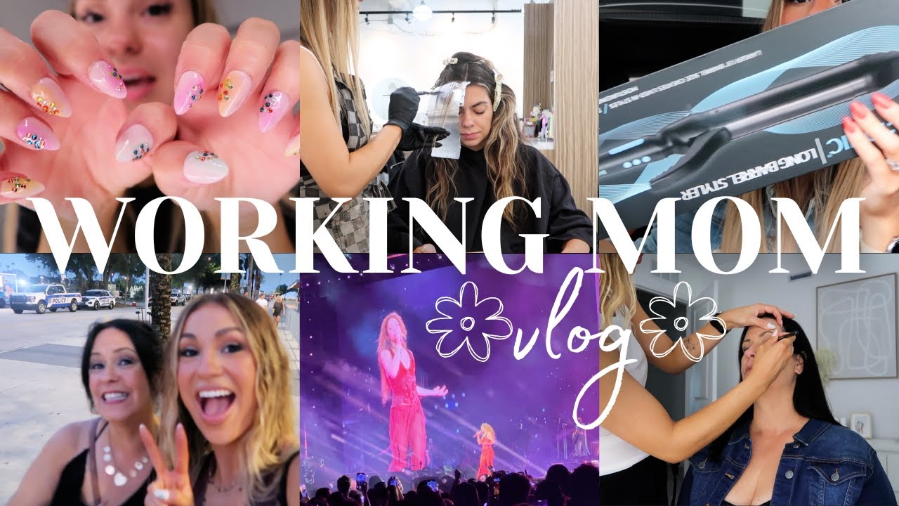 VLOG: Salon work days,  Hair show haul, At home press on nails, Doing my moms makeup, Shakria hair