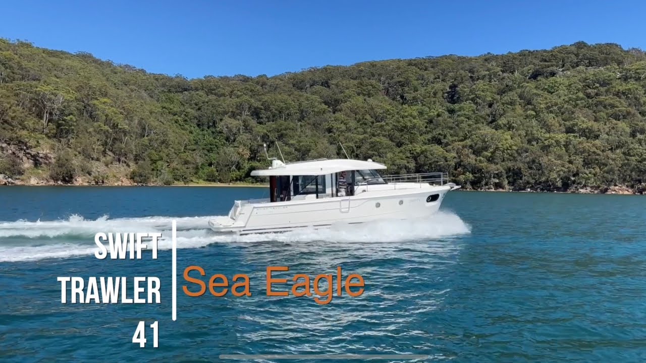 Beneteau Swift Trawler 41 Sedan ‘Sea Eagle’ cruising in Sydney.