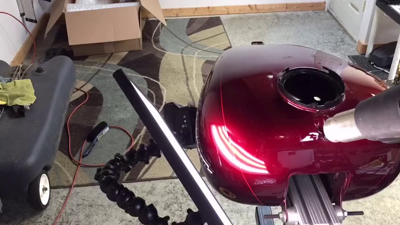 Motorcycle Gas Tank Dent Repair-PDR on a 2015 HD StreetGlide