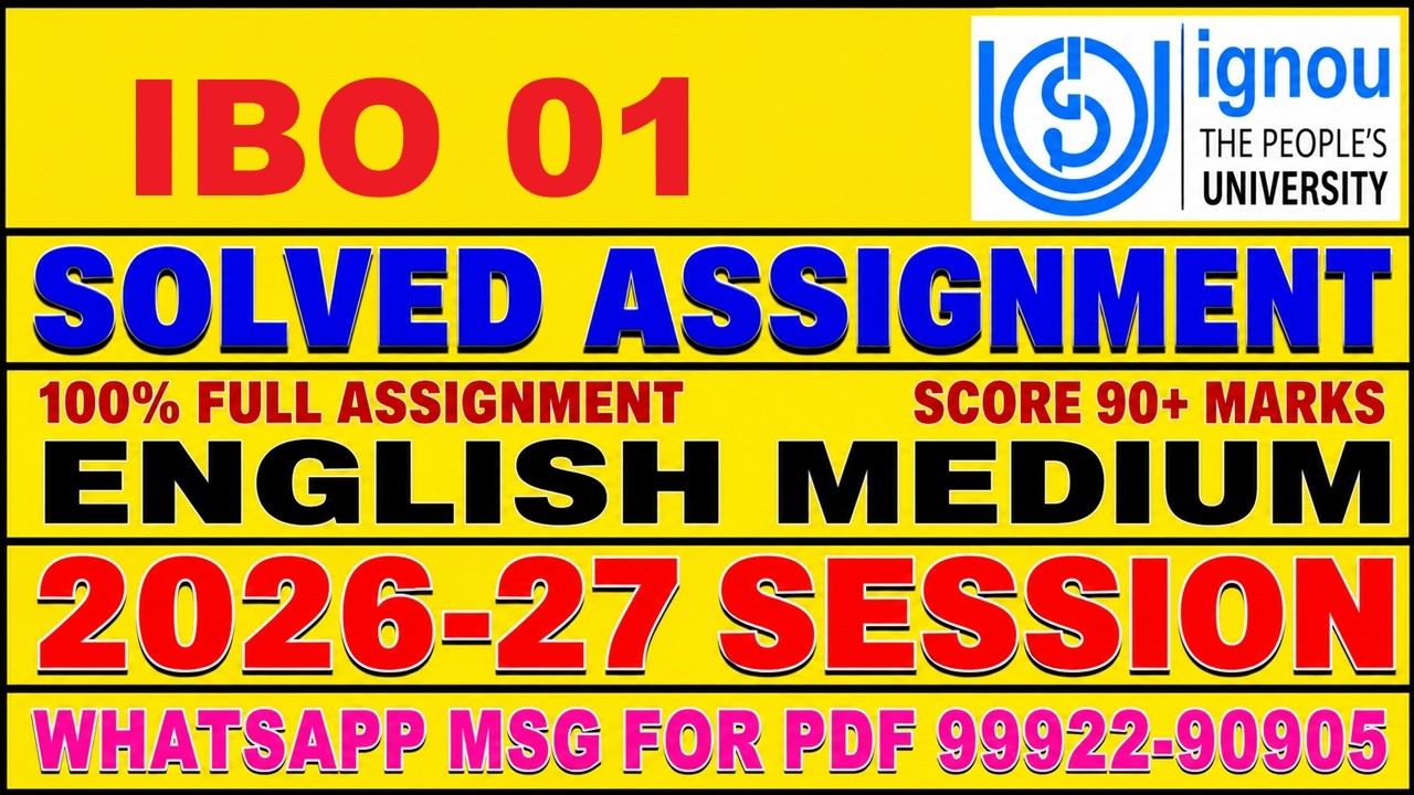 IBO 01 solved assignment 2026-27 in English || ibo 01 solved assignment 2027 || ibo1 2026-27