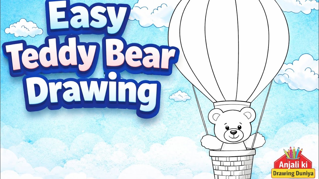 Cute Teddy Bear Balloon Drawing | Easy Pencil Drawing Tutorial for Beginners