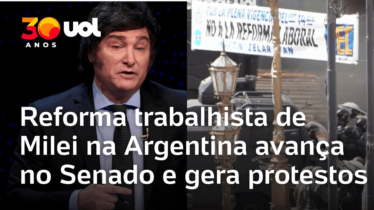 Reforma trabalhista de Javier Milei na Argentina avan&ccedil;a no Senado em meio a protestos