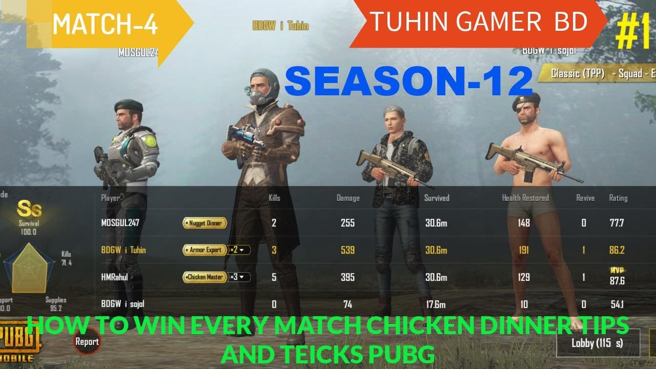 HOW TO win every match chicken Dinner tips and tricks live streaming match 4 PUBG