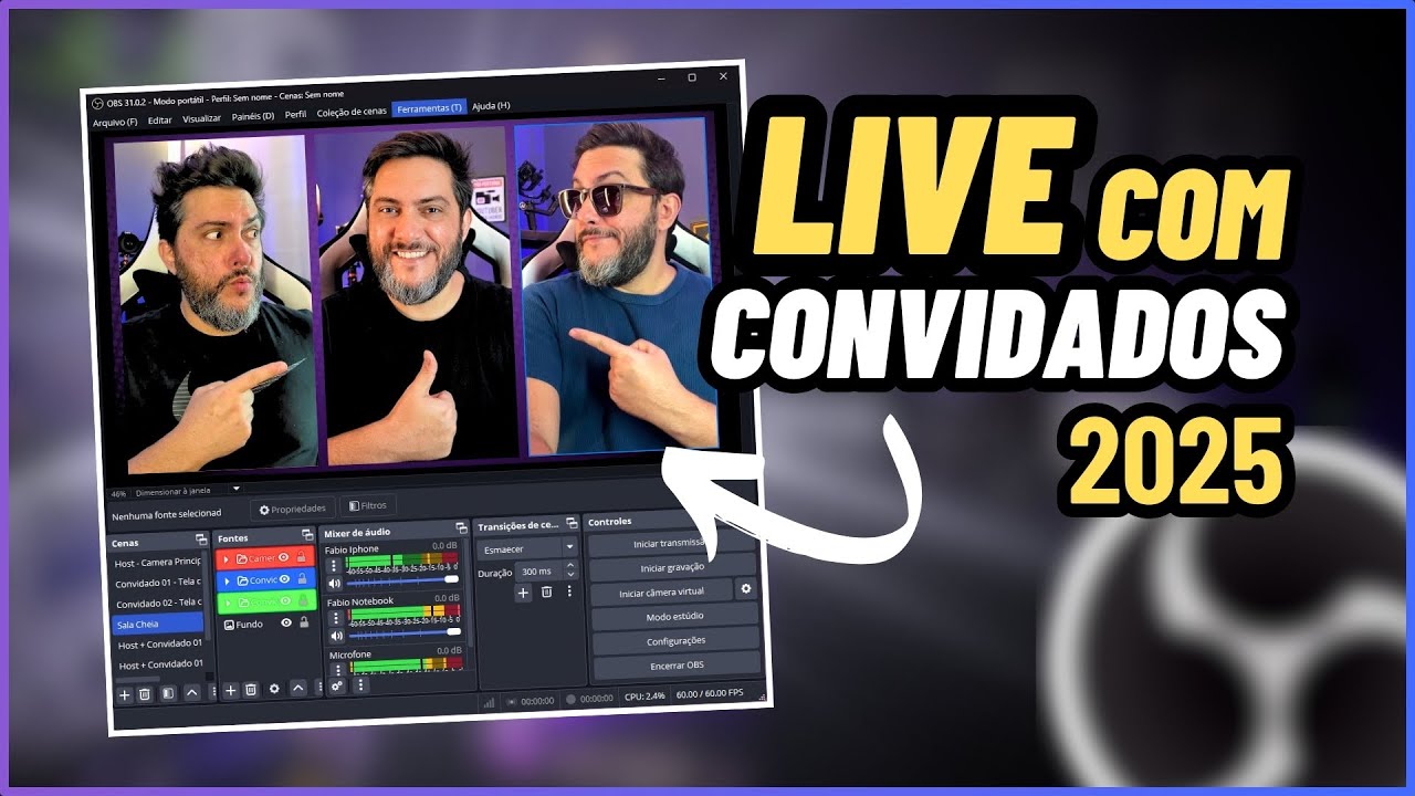Como Fazer uma Live com Convidados Remotos no OBS Studio [GRÁTIS] Programação completa 2025