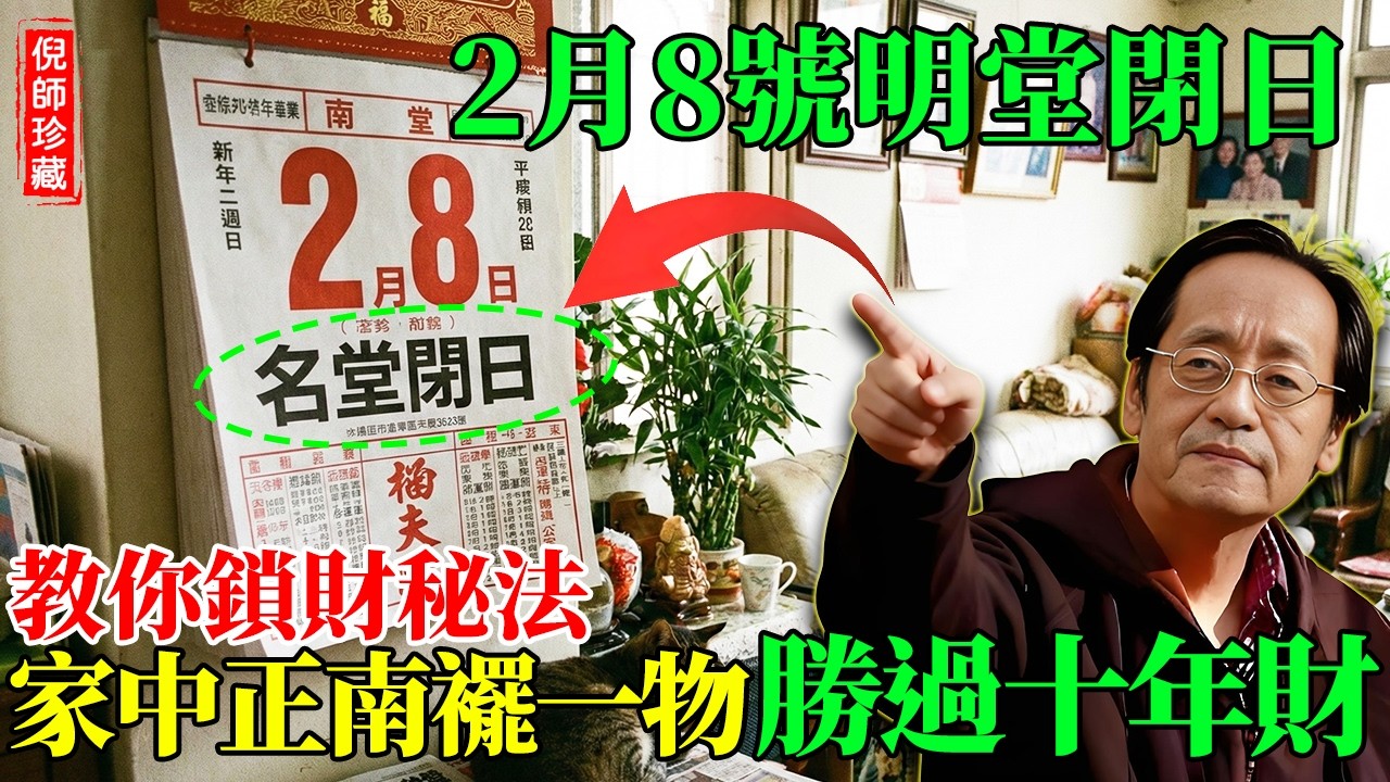 倪海廈：2月8日「明堂閉日」，這天是「鎖住百萬財庫」的黃金日，家中正南擺個「紅盒子」，勝過十年打工！獨家「旺運法」，教你把債務燒成真金白銀！#倪海廈 #閉日 #招財風水 #黃曆禁忌 #每日黃曆