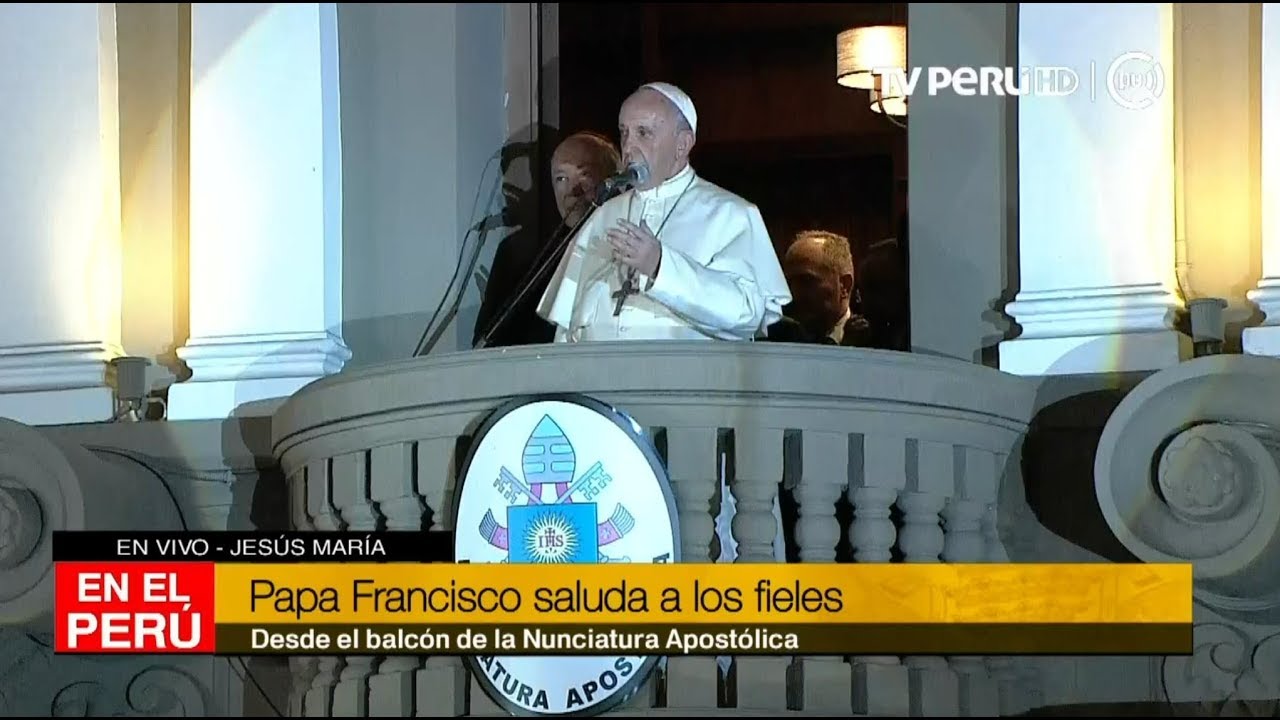 El santo padre bendice a la patrona de Manchay y brinda breve mensaje en balcón de la Nunciatura