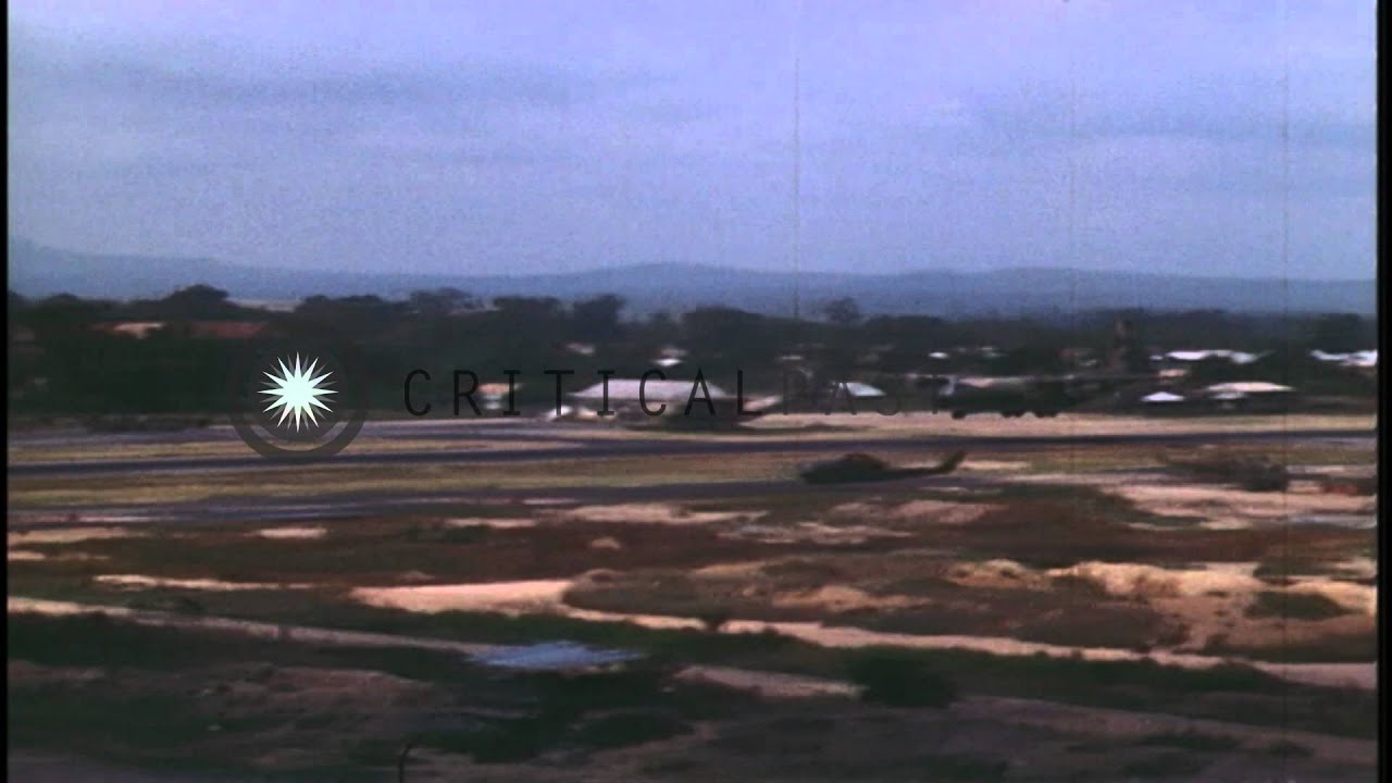 United States Air Force C-123 Providers take off and land at Kontum airfield in K...HD Stock Footage