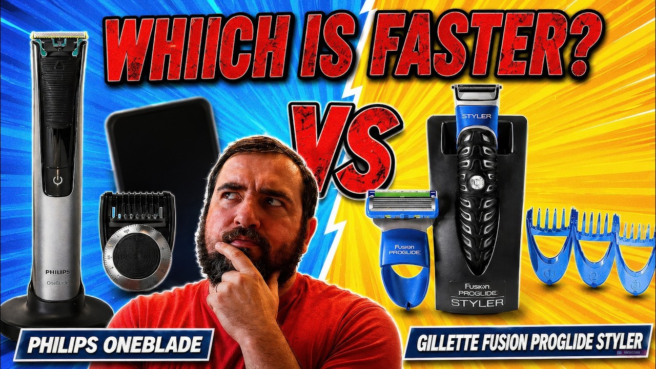 ► Gillette VS Philips trimmer/styler -which FASTER -4K- Fusion Proglide Styler VS OneBlade qp6520/20