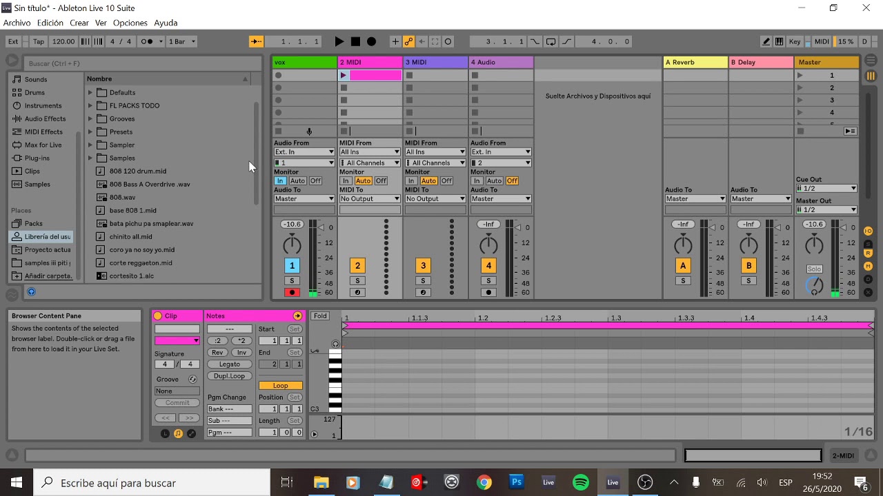 Primeros pasos en Ableton live 10 en Español (parte 1)