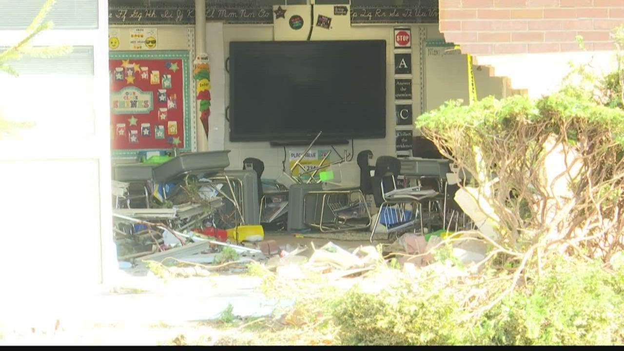 Car crashes in MacArthur Elementary School on Indy's south side