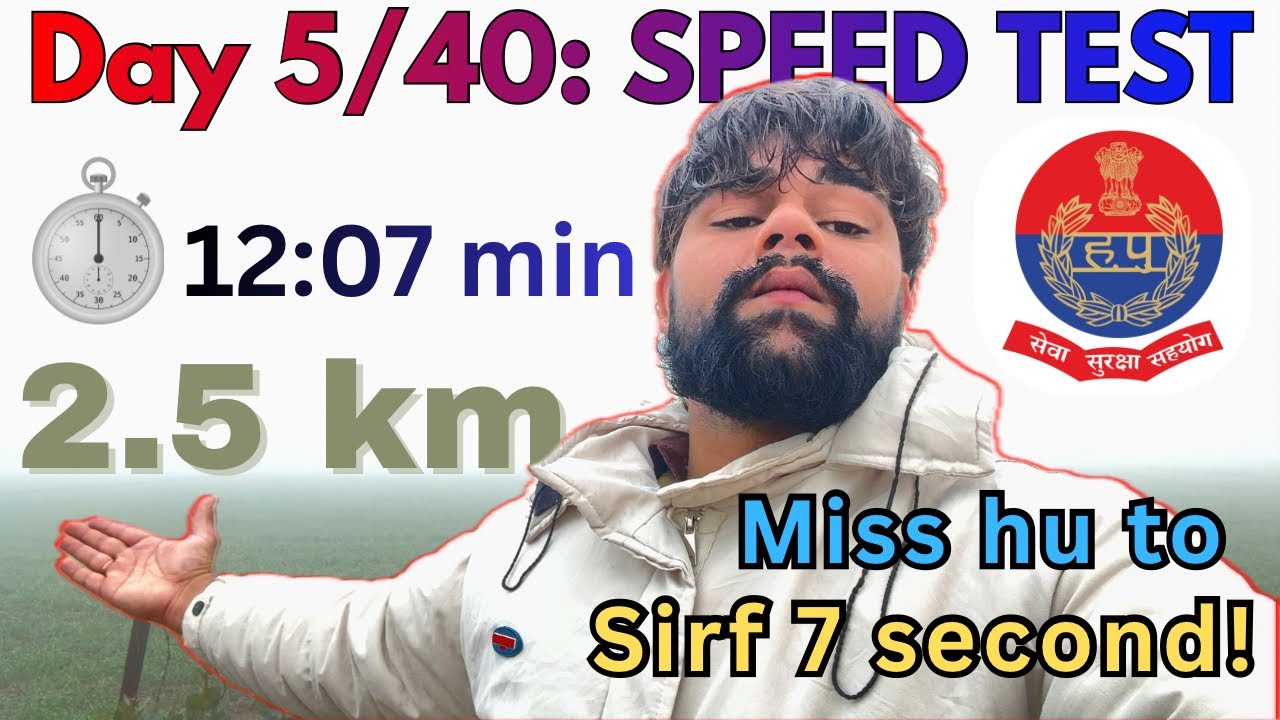 Day 5/40: 2.5 KM Speed Test Results! ⏱️ Haryana Police Physical | Motivation + Best Exercises