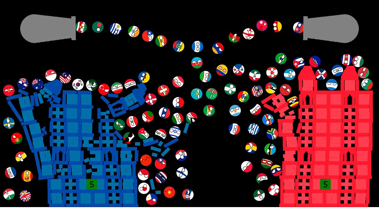 Castle Destruction Marble Race Countryballs