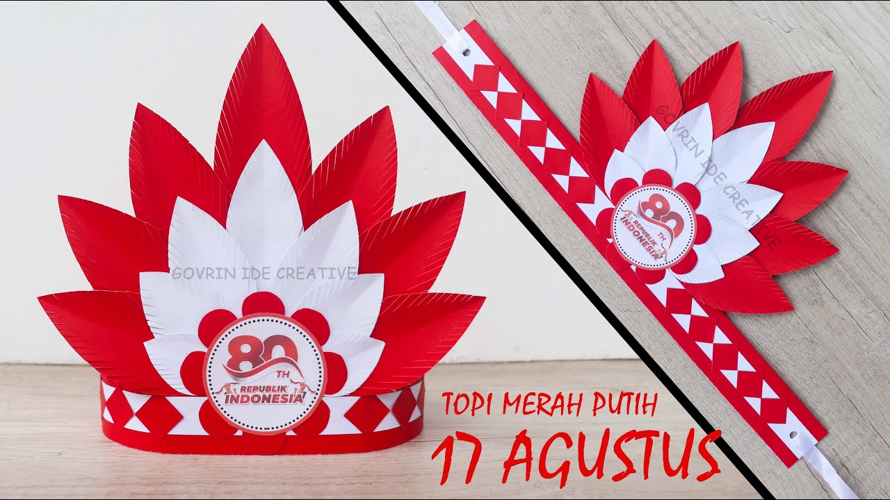 Topi Merah Putih Mudah | Cara Membuat Topi Karnaval Merah Putih 17 Agustus | Topi Dari Kertas Karton