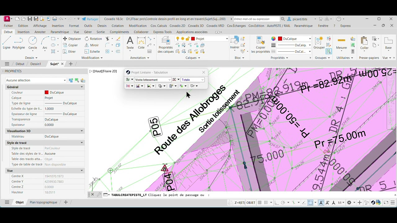 Utilisation du module COVADIS VRD Profil en long et en travers