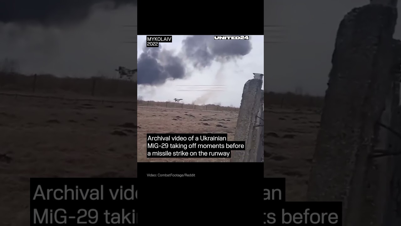 Украинский МиГ-29 взлетел за несколько мгновений до ракетного удара по взлетно-посадочной полосе ...
